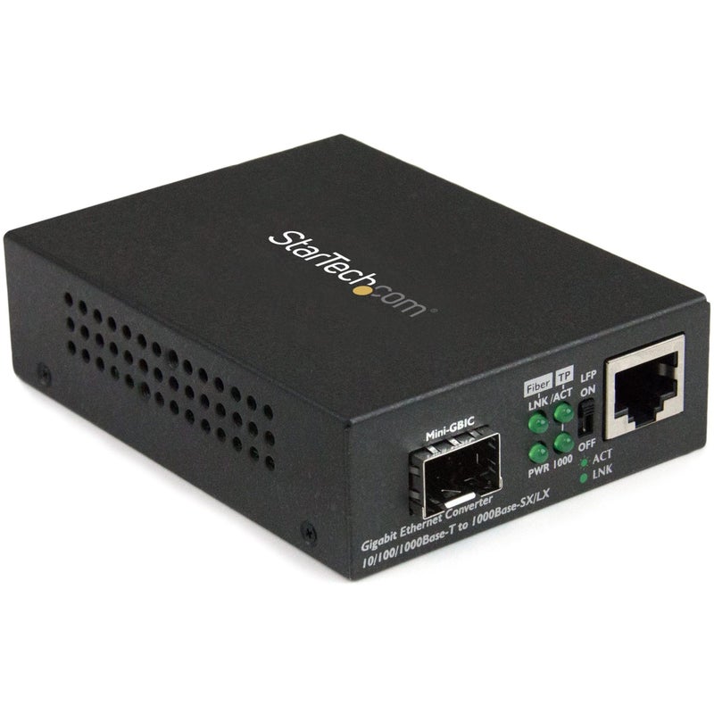 StarTech.com Multimode / Single Mode Fiber Media Converter - Open SFP Slot - 10/100/1000Mbps RJ45 Port - LFP Supported - IEEE 802.1q Tag VLAN - , TAA (MCM1110SFP) - Image 1