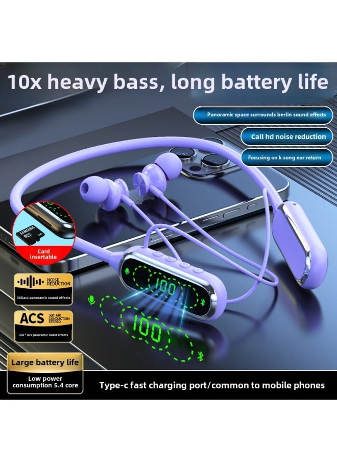 Generic - Bluetooth Headset For Apple Huawei Xiaomi Sports Noise Reduction Private Model Neck Hanging Super Long Standby-Color:088 In-ear Skin Color + Bare Metal - Image 1