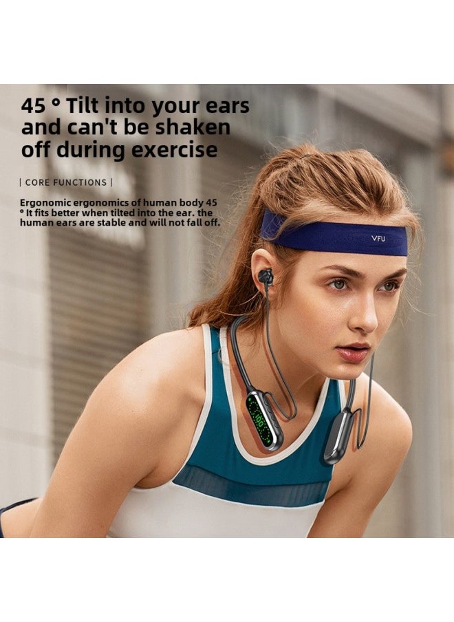 Generic - Bluetooth Headset For Apple Huawei Xiaomi Sports Noise Reduction Private Model Neck Hanging Super Long Standby-Color:088 In-ear Skin Color + Bare Metal - Image 1