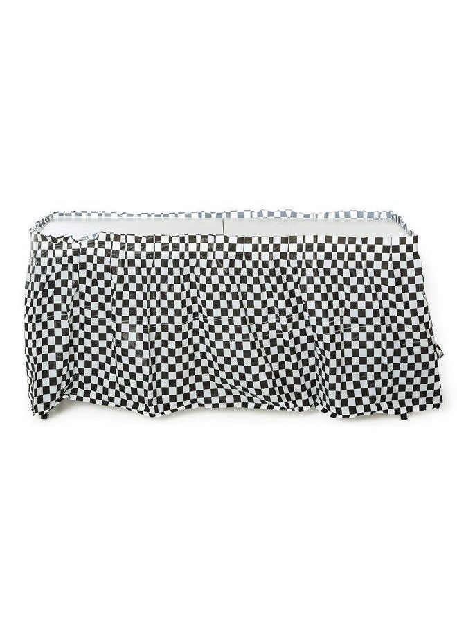 Oojami 4 Pack Black & White Checkered Table Skirt/Checkered Racing Table Skirt  - Image 1