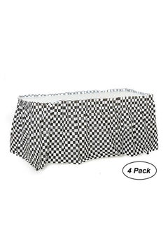 Oojami 4 Pack Black & White Checkered Table Skirt/Checkered Racing Table Skirt  - Image 3