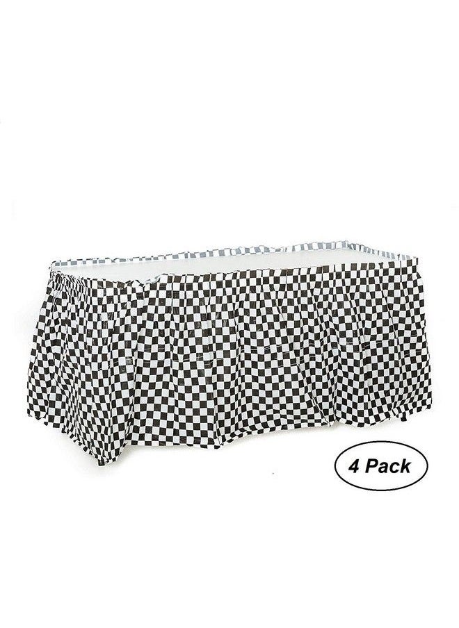 Oojami 4 Pack Black & White Checkered Table Skirt/Checkered Racing Table Skirt  - Image 3