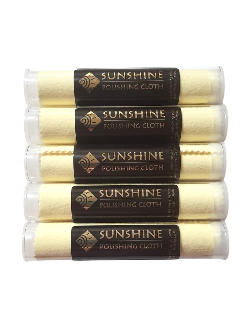 Sunshine 5 Polishing Cloths Jewelry Cleaner Tube Silver Brass Gold Copper - Image 1