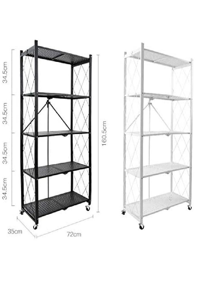 Organized Home Foldable Storage Shelves Stand Folding Metal Shelf with Caster Wheels Heavy Duty Shelving Unit Floor standing for Garage Kitchen Home Closet Office No Assembly Needed  - Image 5