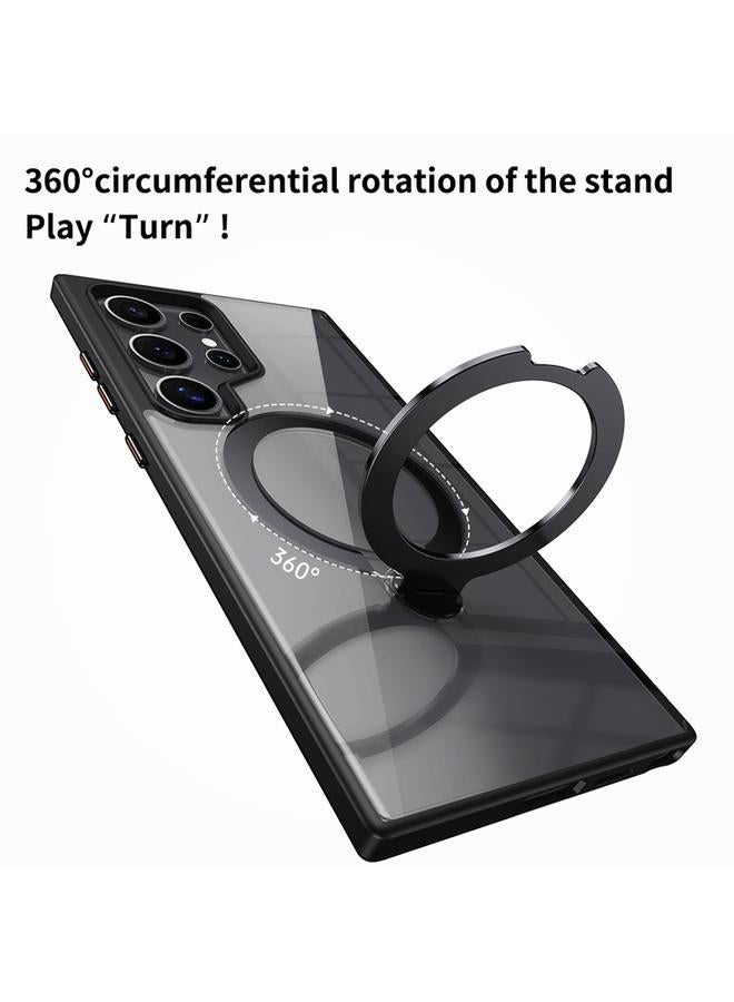 اس-توب جراب لهاتف Samsung Galaxy S24 Ultra 5G جراب هاتف شفاف مزود بحلقة مغناطيسية دوارة MagSafe - Image 5