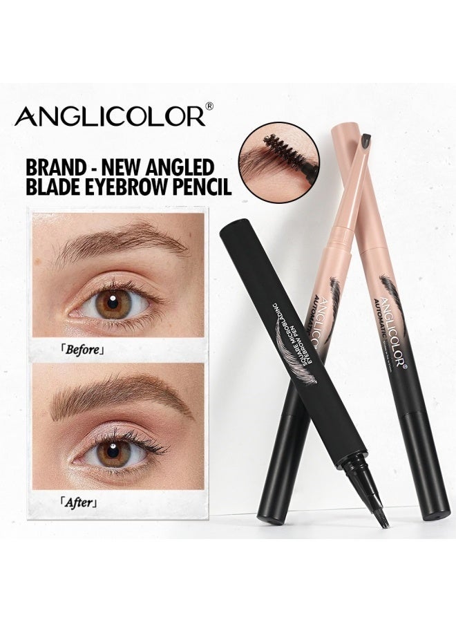 Anglicolor Women's Makeup Eyebrow Pencil Set, Women's Micro-Sculpting Watery Eyebrow Pencil, Square Angled Eyebrow Pencil, Waterproof and Smudge-proof, Natural and Realistic Eyebrow Shape, Defines Each Hair (#02 Mocha) - Image 3