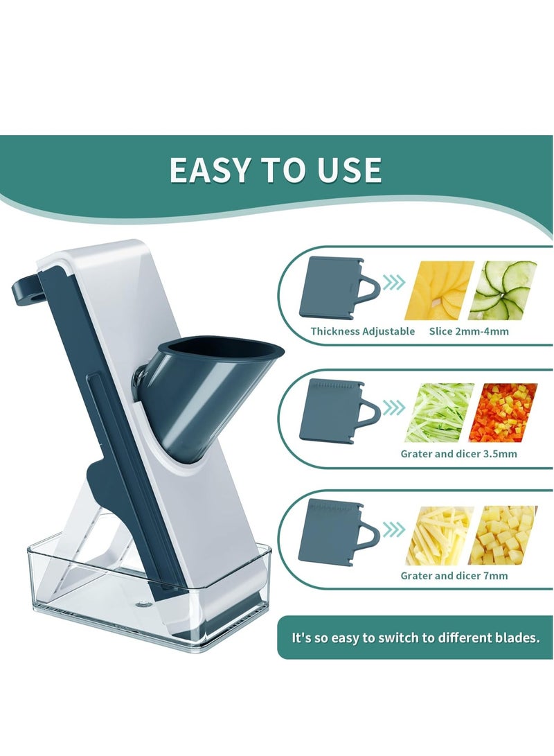 تراسل قطاعة طعام مندولين من تراسل، قطاعة بطاطس، قطاعة مندولين امنة 4 في 1 للمطبخ، قطاعة طعام للمطبخ - قطاعة مندولين امنة للخضروات، قطاعة مندوليب، اعداد وجبات سريعة - Image 4