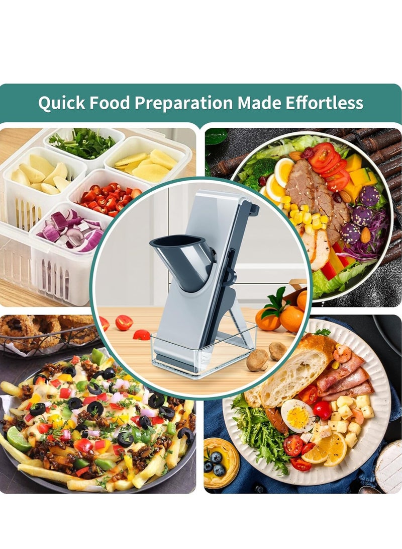 تراسل قطاعة طعام مندولين من تراسل، قطاعة بطاطس، قطاعة مندولين امنة 4 في 1 للمطبخ، قطاعة طعام للمطبخ - قطاعة مندولين امنة للخضروات، قطاعة مندوليب، اعداد وجبات سريعة - Image 5