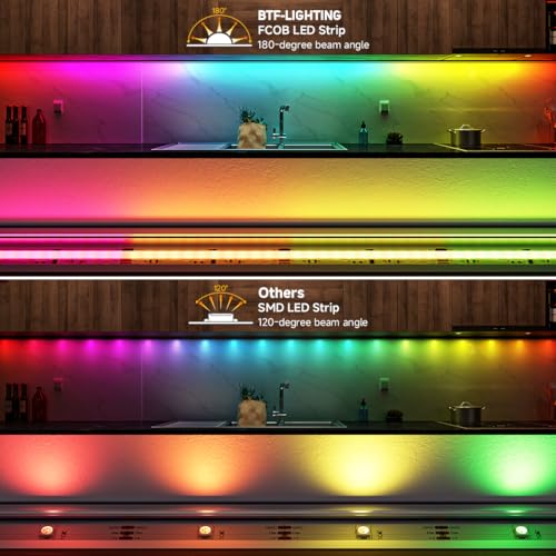 BTF-LIGHTING FCOB WS2811 IC RGB COB LED Strip DC12V 720LED/m 16.4FT Flexible High Density Uniform Chasing Color Light 20IC/m 12mm Width Light for Home Indoor Decor(No Adapter or Controller) - Image 3