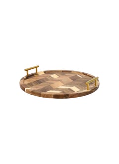 ROUND SERVING TRAY Brown 35.6x5.4 CM