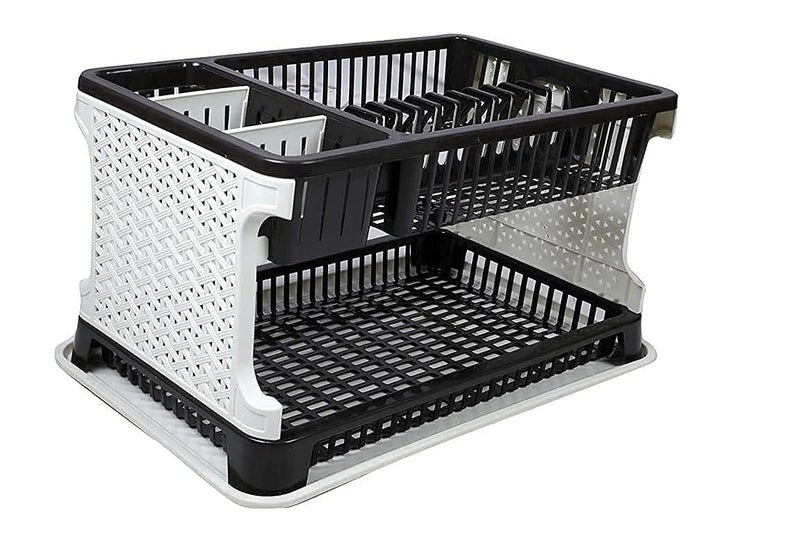 DASTAV Sink PRO Plastic 2 Layer KHATLI Dish Drainer (Slots for Dishes Plates Separate Sections for Kitchen Cutlery Items) (Dish Rack for Kitchen Organization)  - Image 1