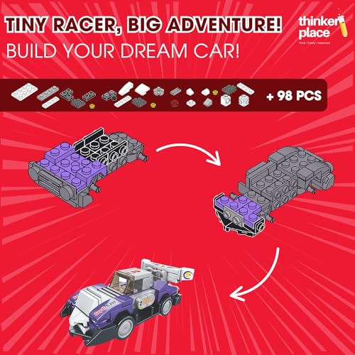 ThinkerPlace 8-in-1 Super Racing Car Sharp Peak (98 Pieces) | Learn About Speed | Building Block Set for Kids Age 6+ | STEM Educational Toy | Build, Collect & Create Robot | Science & Learning Toy - Image 2