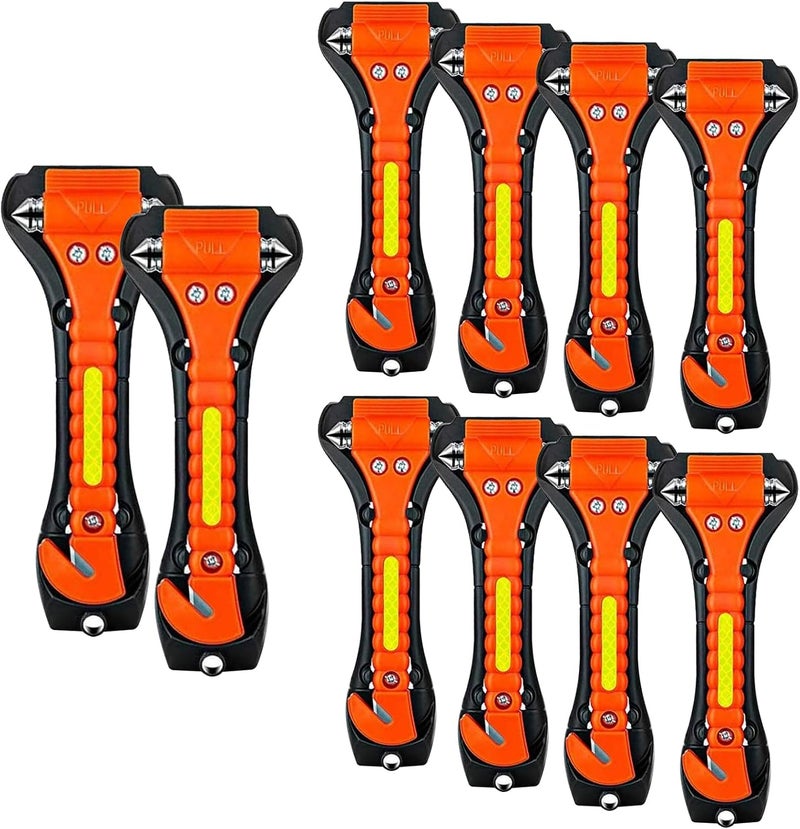 10 Pack مطرقة السلامة، أداة الهروب الطارئ مع كاسر زجاج السيارة وقاطع حزام الأمان، مجموعة البقاء على قيد الحياة المنقذة للحياة - Image 1