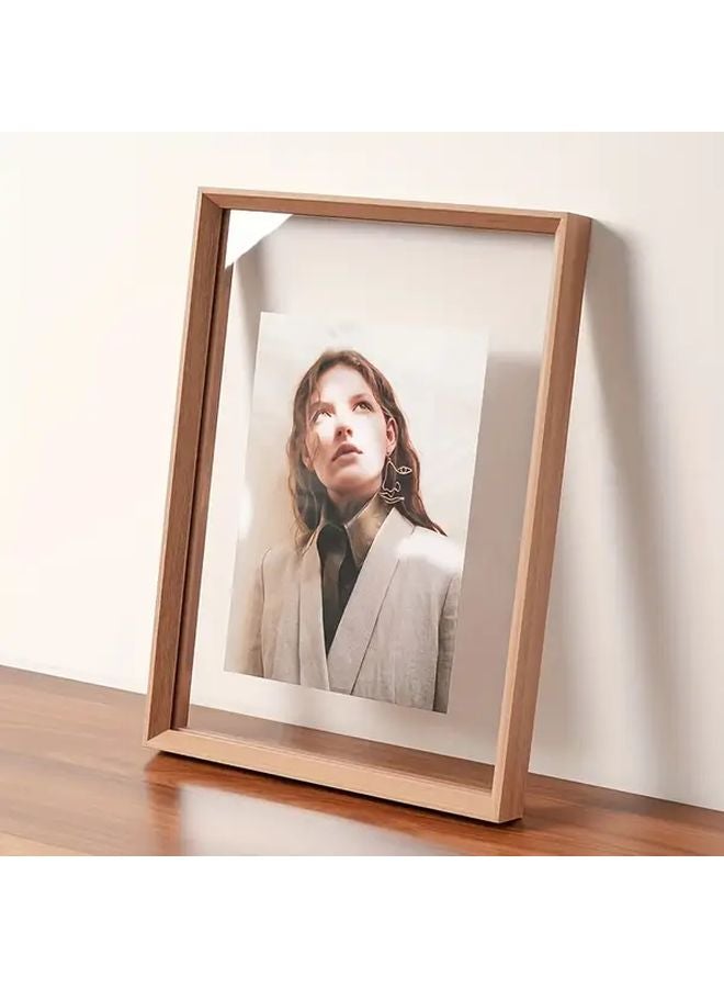 Coffee Color 8 Inches Dual Sided Acrylic And Wood Vintage Photo Frame With Interchangeable Mats - Image 4