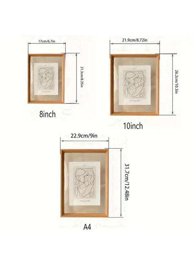 Coffee Color 8 Inches Dual Sided Acrylic And Wood Vintage Photo Frame With Interchangeable Mats - Image 3