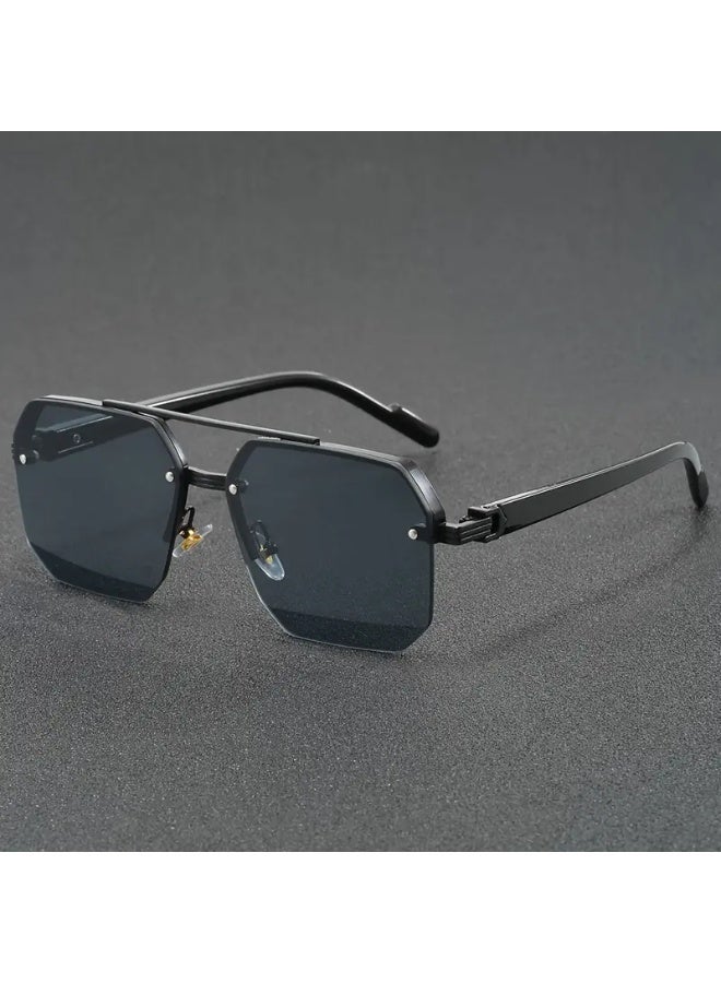 SCENT HOUSE 1pc Men'S and Women'S Metal Semi-Rim Fashion Glasses Casual Street Shopping Photography Glasses Father'S Day Gift Christmas Gift (Includes eyeglass case),sunglasses - Image 5