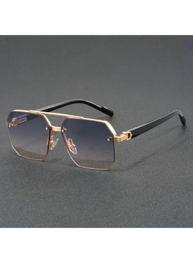 SCENT HOUSE 1pc Men'S and Women'S Metal Semi-Rim Fashion Glasses Casual Street Shopping Photography Glasses Father'S Day Gift Christmas Gift (Includes eyeglass case),sunglasses - Image 1