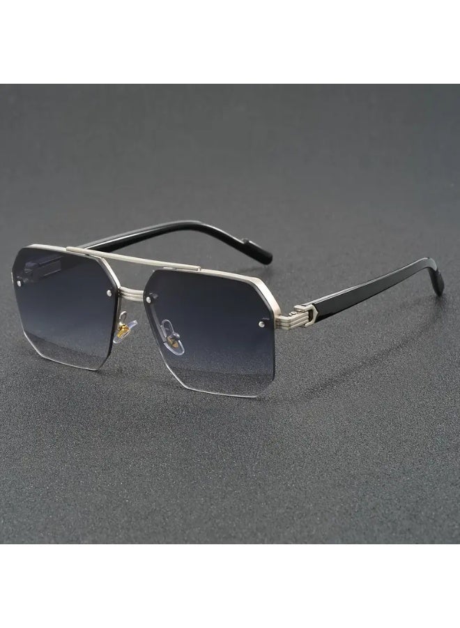 SCENT HOUSE 1pc Men'S and Women'S Metal Semi-Rim Fashion Glasses Casual Street Shopping Photography Glasses Father'S Day Gift Christmas Gift (Includes eyeglass case),sunglasses - Image 4