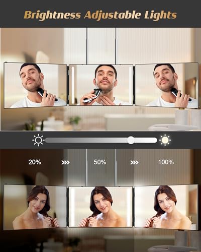 JUSRON 360 Viewing Angle Self Hair Cutting Mirror, Clear Anti-Fog HD Glass (Black with LED with Accessories) - Image 4