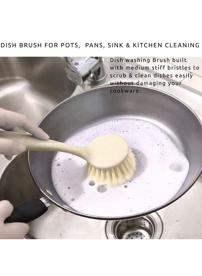 فيو مجموعة فرش تنظيف متعددة الاستخدامات 5 في 1 باللون الرمادي المتنوع مع مقبض، فرش تنظيف منزلية لمطبخ، مجموعة مكونة من 5 قطع مع دلو وغبار وفرشاة للتنظيف وفرشاة للأطباق وأدوات تنظيف منزلية. - Image 3