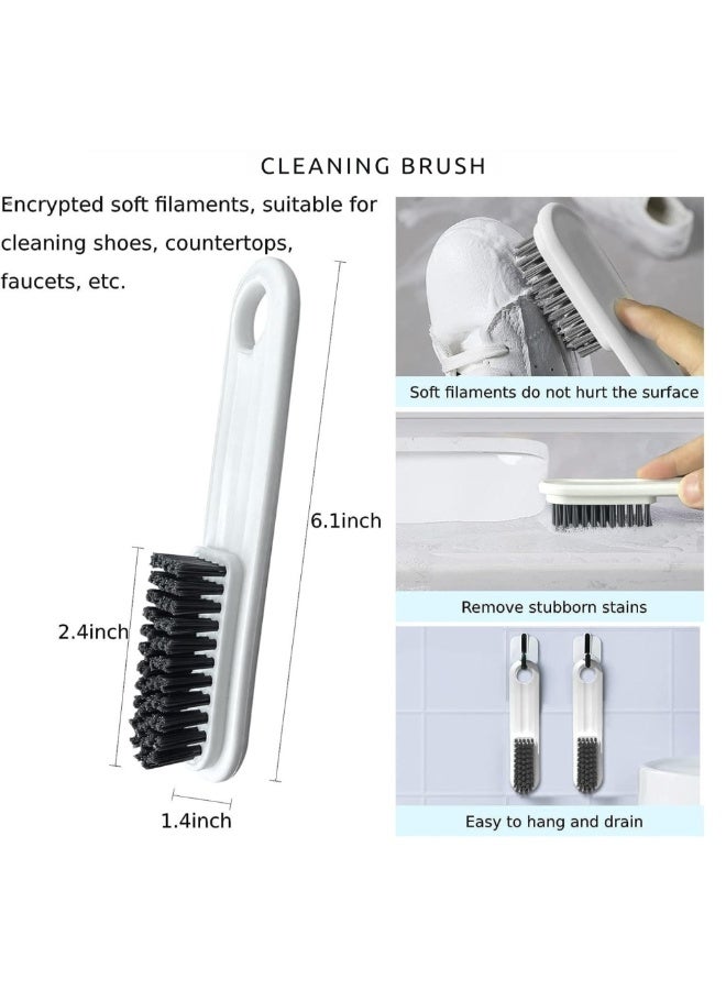 فيو مجموعة فرش تنظيف متعددة الاستخدامات 5 في 1 باللون الرمادي المتنوع مع مقبض، فرش تنظيف منزلية لمطبخ، مجموعة مكونة من 5 قطع مع دلو وغبار وفرشاة للتنظيف وفرشاة للأطباق وأدوات تنظيف منزلية. - Image 4