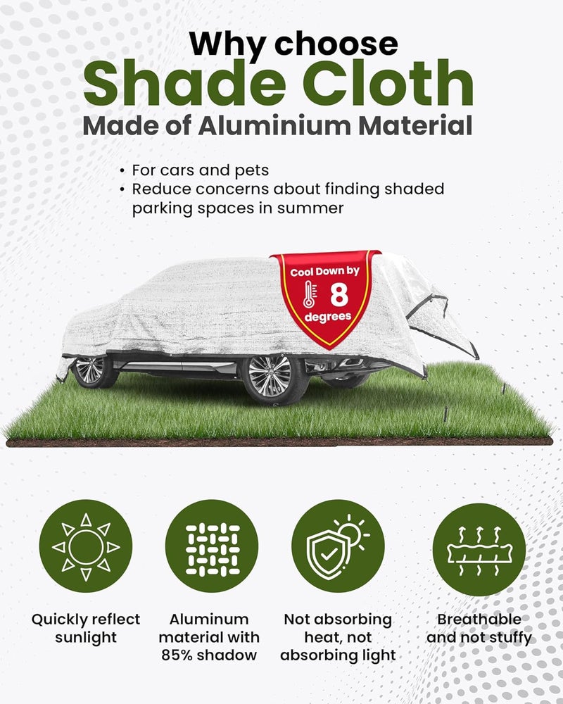 Ezcasch Aluminet Shade Cloth 3x4m - 85% Reflective Aluminum Sunshade Net with Grommets for Car, Pet, Garden, and Patio - Image 2
