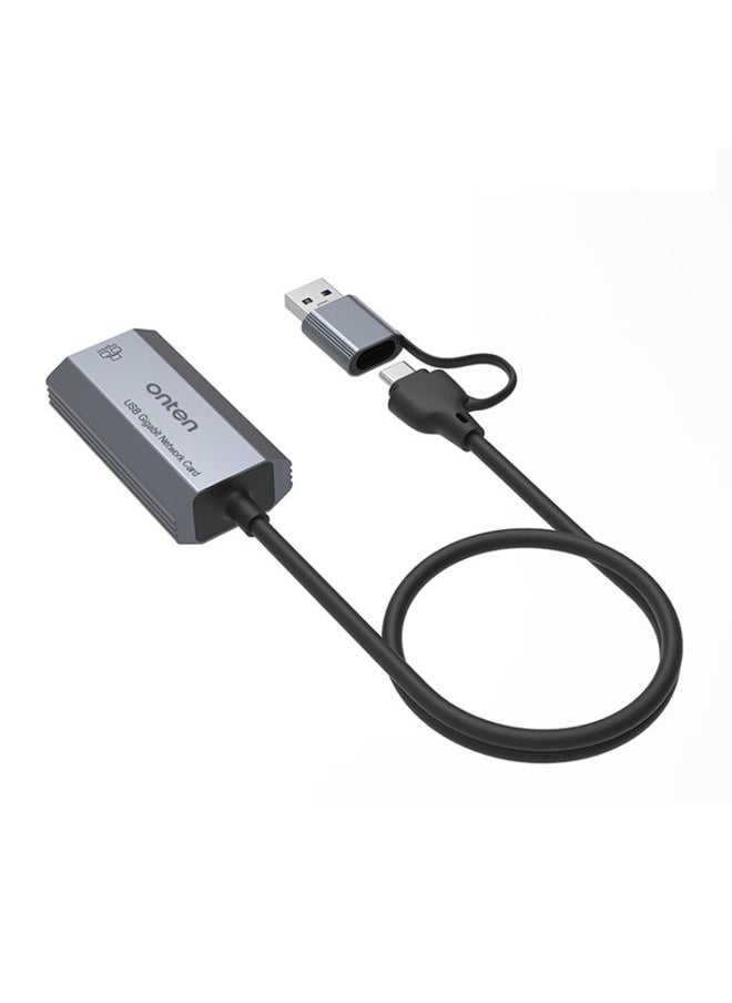 BURAQ Onten UE101 2 in 1 USB3.0 Gigabit Network Card USB-C/Type-C to Network Port USB Hub  - Image 2