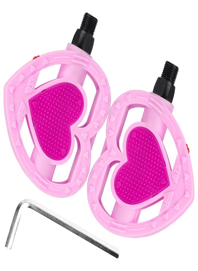 WEEROCK Kid Bike Pedal 1/2" Child Pink Pedals for 12 14 16 20 Inch One-Piece Crank Girls Bike Youth Bicycles, Light Pink - Image 1