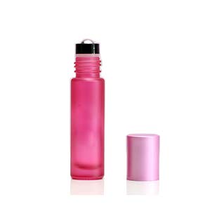 USRommaner 5 Pack 10ml Colorful Frosted Glass Roll On Bottles,Empty Essential Oil Glass Roller Bottle With Stainless Steel Roller Balls Travel Roll-On Vial with Aluminum Lids-Funnel&Pipette Include (Pink) - Image 4