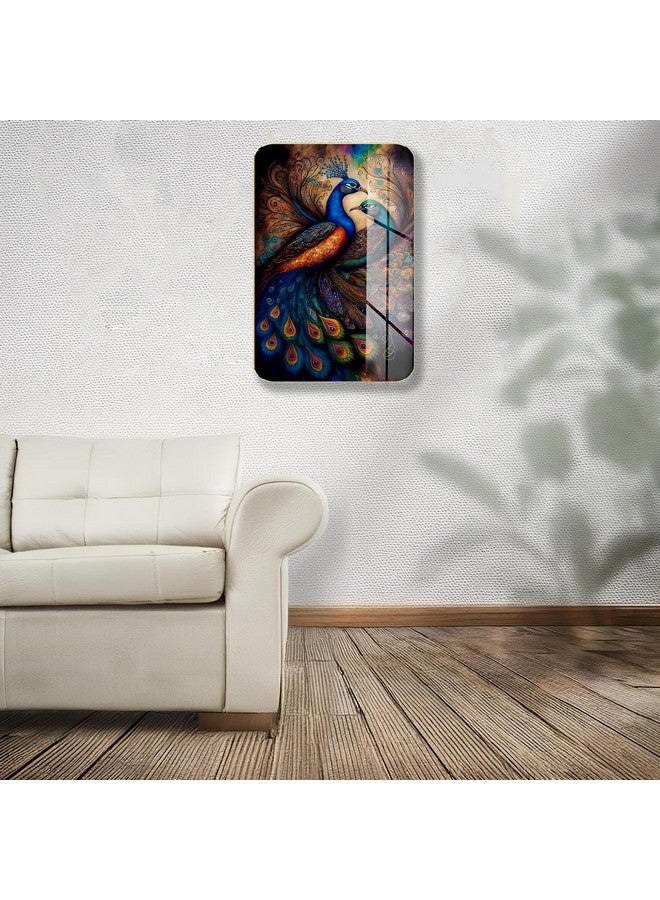 Masstone Premium Peacock Golden effect High Glossy Surface Golden Slim Frame, 45x30 cm - Wall Art for Living Room, Bedroom, and Office Décor - Image 2