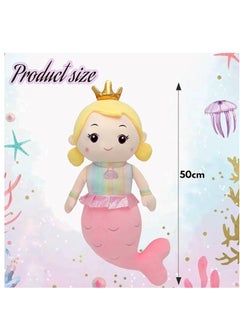 ARGT 50cm Mermaid Plush Toy – Soft Cuddly Pillow, Cute Stuffed Cushion for Girls, Kawaii Fluffy Mermaid Doll, Sleeping Companion, Adorable Throw Pillow Gift for Kids & Adults, Nursery & Bedroom Decor  - Image 3