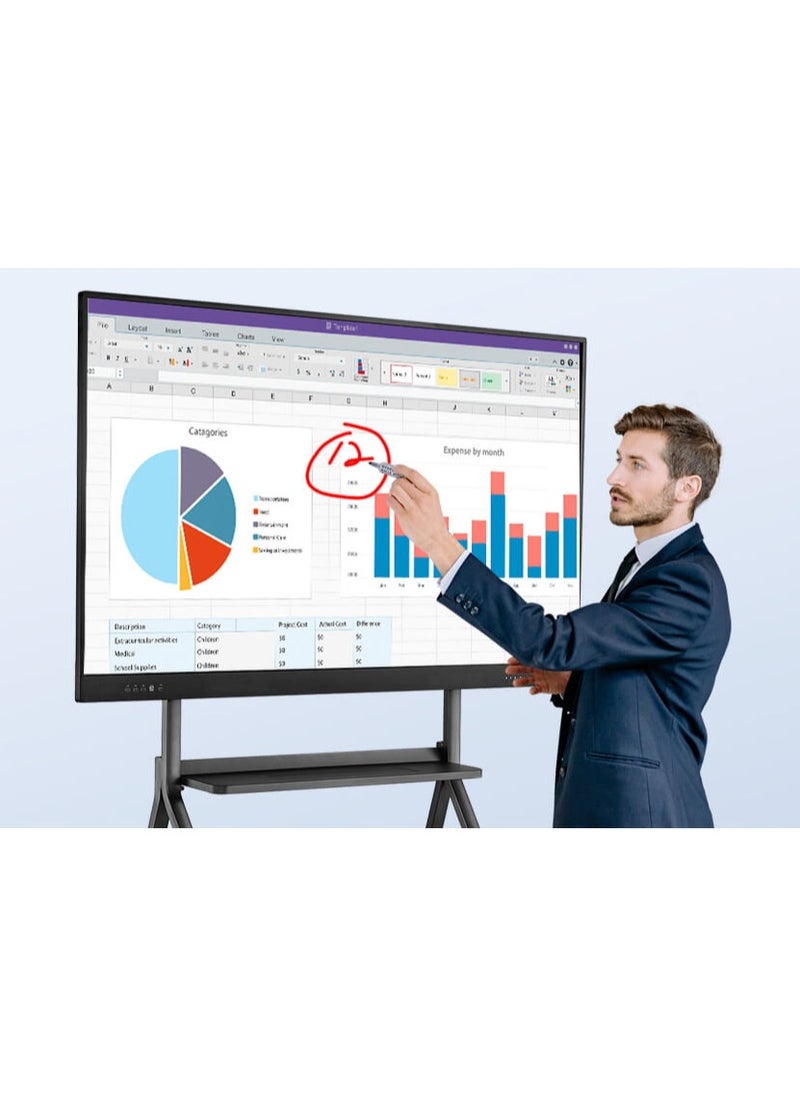 FTTEGO - EGO Interactive Display, Model E-F8604, 86-Inch 4K Ultra HD with Android OS 8GB DDR4 RAM, 128GB ROM , With OPS Slot with Intel i5, 8GB RAM, 512GB SSD, and Motion-Tracking Camera, silver-black - Image 1