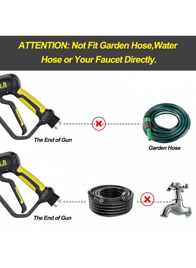 POHIR Pressure Washer Gun 3600 PSI with 3/8'' Swivel Quick Connect Extension Wand, M22 15mm and M22 14mm Fitting 30 Inch 7 Nozzle Tips, Yellow - Image 2