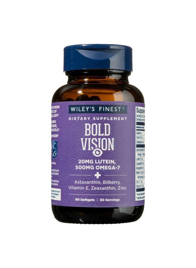 Wiley's Finest Wiley's Finest Wild Alaskan Fish Oil Bold Vision - Fish Oil Eye Health Supplement with Lutein, Zeaxanthin, Bilberry, Omega-7, Vitamin E, and Zinc - 60 Softgels (30 Servings)  - Image 1
