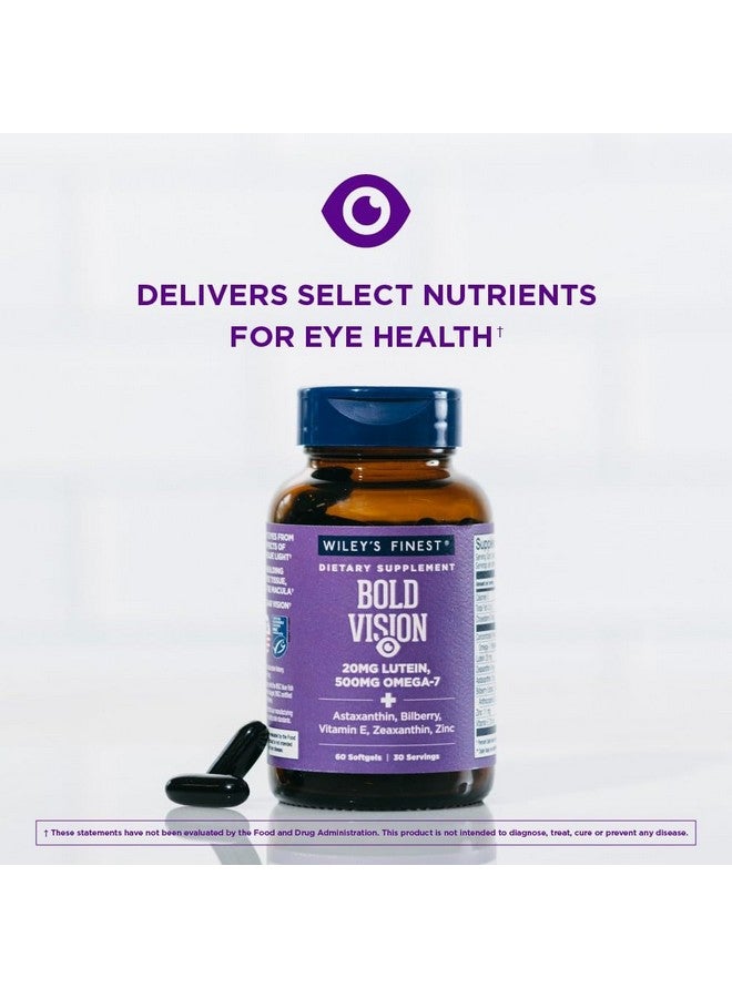 Wiley's Finest Wiley's Finest Wild Alaskan Fish Oil Bold Vision - Fish Oil Eye Health Supplement with Lutein, Zeaxanthin, Bilberry, Omega-7, Vitamin E, and Zinc - 60 Softgels (30 Servings)  - Image 3