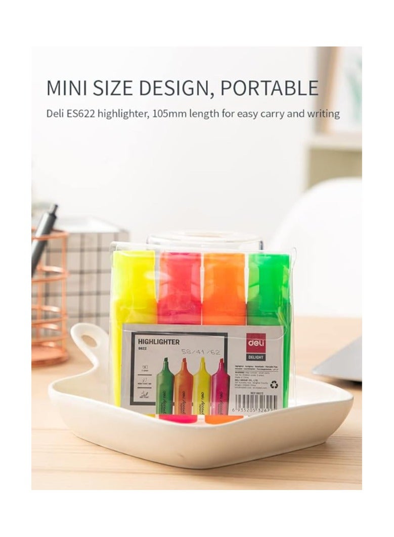 ديلي قلم تحديد من ديلي بطرف مشطوف، ألوان متنوعة، 4 قطع، ES622 - Image 2