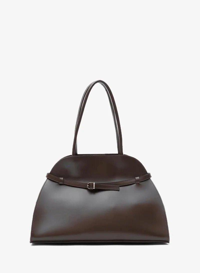 Shule Bags Monets Belt Detailed Shoulder Bag Brown