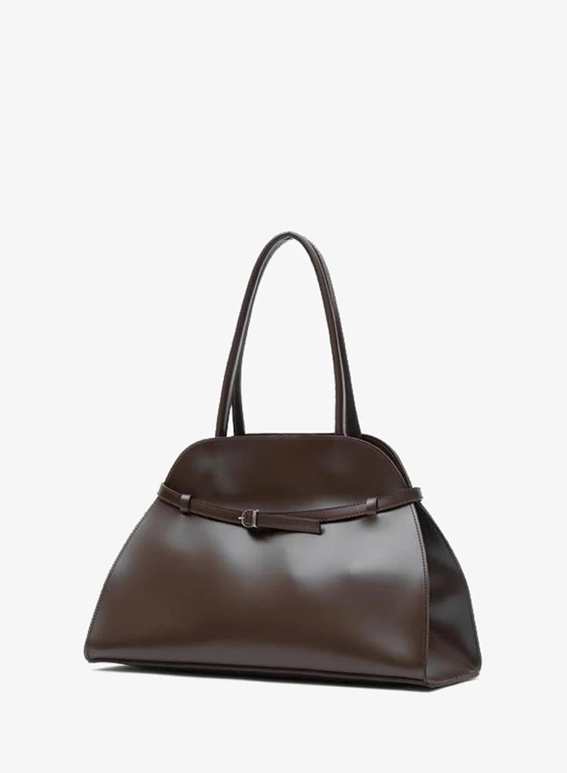Shule Bags Monets Belt Detailed Shoulder Bag Brown