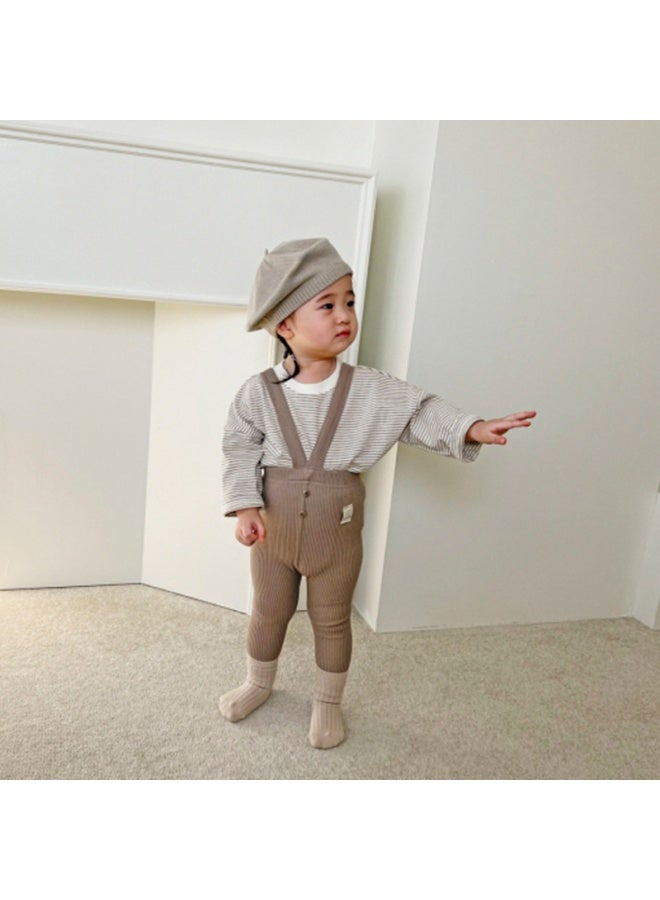 Baby Pit Cotton Suspender Pants Autumn And Winter European And American Western Style Men And Women Baby Big Pp Elastic High Waist Suspender Pants