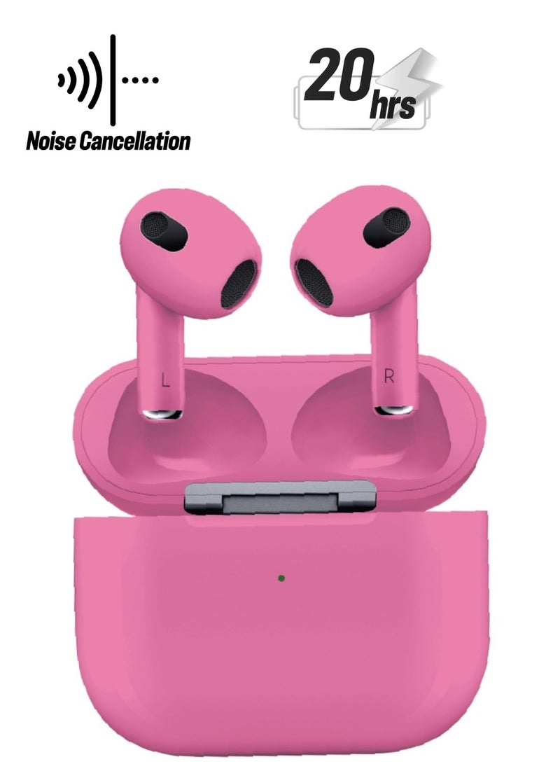 بورودو سماعات أذن لاسلكية Deep Bass 3 / تحكم باللمس / شحن لاسلكي / سماعات أذن مستقلة / وقت عمل 20 ساعة / ENC / مواد ممتازة / بلوتوث v5 / منفذ شحن Type-C - وردي - Image 1