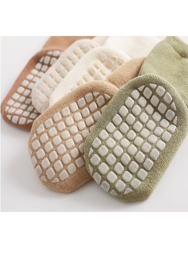 5 Pairs Toddler Non Slip Socks, Cute Baby Socks with Grips Crew Socks for1-3 years old, Size M - Image 3