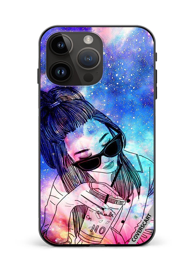 COVERSCART Protective Case Cover For Apple iPhone 12 Pro Doodle Girl Drinking Design Multicolour