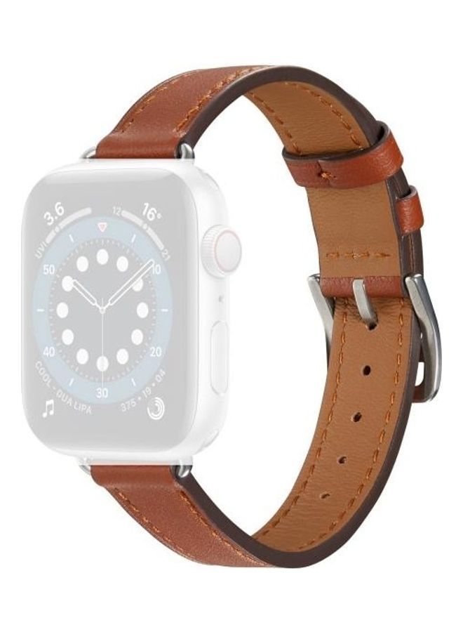 NIBEMINENT Replacement Strap Watchband For Apple Watch Series 7 41mm/6 & SE 5 4 40mm/3 2 1 38mm Brown - Image 2