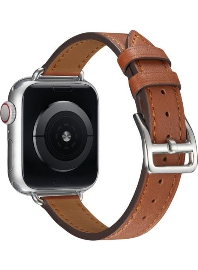 NIBEMINENT Replacement Strap Watchband For Apple Watch Series 7 41mm/6 & SE 5 4 40mm/3 2 1 38mm Brown - Image 3