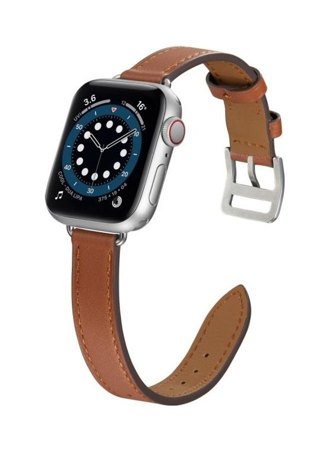 NIBEMINENT Replacement Strap Watchband For Apple Watch Series 7 41mm/6 & SE 5 4 40mm/3 2 1 38mm Brown - Image 4