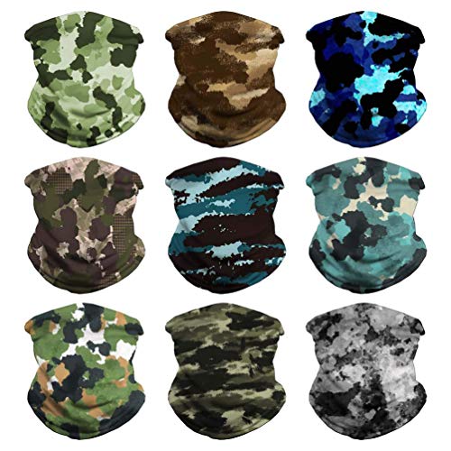 VCZUIUC Headwear Bandana Head Wrap Face Scarf Mask Neck Warmer Balaclava for Sports (One Size, 9PCS CAMO-4) - Image 1