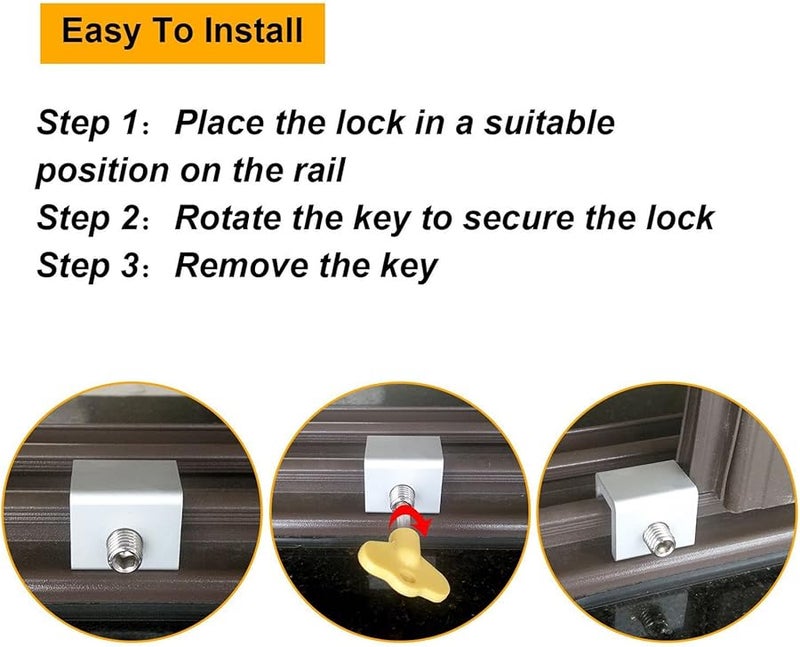 Yosoo Adjustable Vertical Horizontal Sliding Window Lock Kit Silver for Home Office Classroom - Image 3
