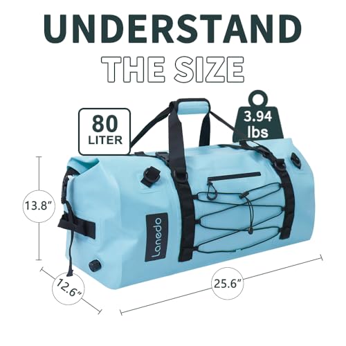 Lanedo 80L Dry Bag Large Waterproof Bag Roll-Top Heavy Duty Fishing Duffel Bag with Durable Straps & Handles for Kayaking Paddle boarding Boating Rafting Fishing Canoeing Camping (BLUE) - Image 3
