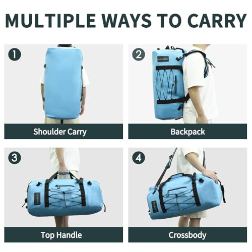 Lanedo 80L Dry Bag Large Waterproof Bag Roll-Top Heavy Duty Fishing Duffel Bag with Durable Straps & Handles for Kayaking Paddle boarding Boating Rafting Fishing Canoeing Camping (BLUE) - Image 5