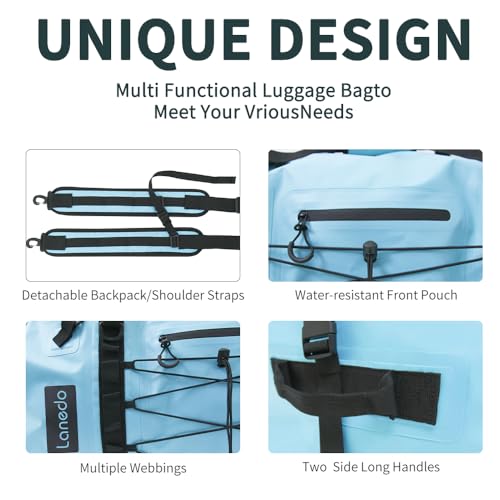 Lanedo 80L Dry Bag Large Waterproof Bag Roll-Top Heavy Duty Fishing Duffel Bag with Durable Straps & Handles for Kayaking Paddle boarding Boating Rafting Fishing Canoeing Camping (BLUE) - Image 4
